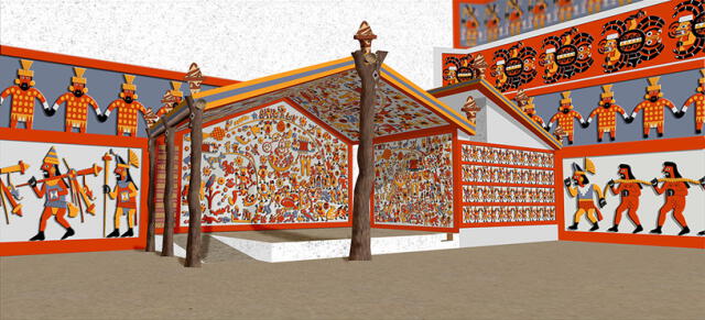 Muro Moche: Reconstrucción del Muro del Tema Complejo. Incluyendo el techo