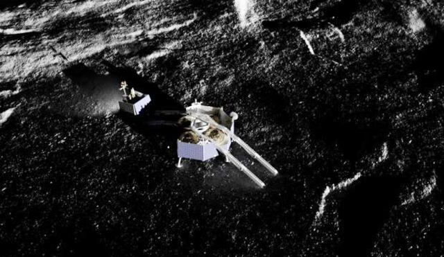 Recreacion del rover Viper saliendo del módulo Griffin en la superficie de la Luna. Foto: Astrobotic