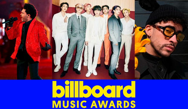 The Weeknd, BTS y Bad Bunny son algunos de los artistas nominados que se presentarán en los BBMAs 2021. Foto: composición/BBMAs/AFP/Instagram