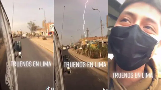 El joven se emocionó hasta las lágrimas al poder grabar un rayo. Foto: captura de TIkTok