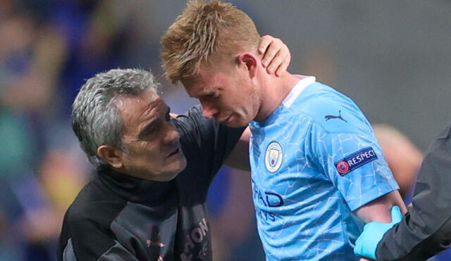 Kevin De Bruyne fue cambiado a los 55 minutos tras el golpe con Rüdiger. Foto: EFE