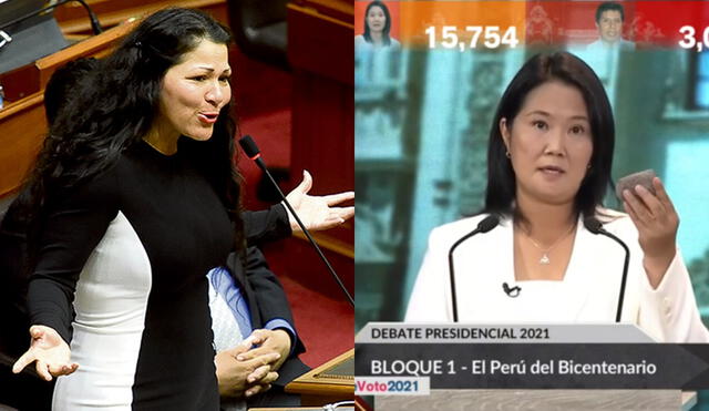 La exparlamentaria criticó a Keiko Fujimori por mostrar una piedra en el debate. Foto: composición/La República.