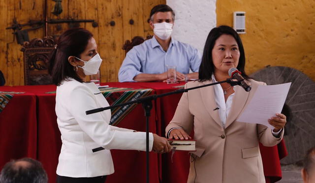 La lideresa del fujimorismo realizó un juramento por la democracia en Arequipa. Foto: Oswald Charca/La República