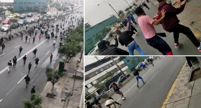 Usuarios en redes sociales mostraron la batalla campal en la avenida Abancay. Foto: captura de videos enviados al WhatsApp LR