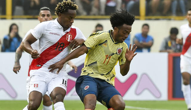 La últimas vez que Perú y Colombia se enfrentaron fue en el 2019 en un amistoso internacional. Foto: AFP