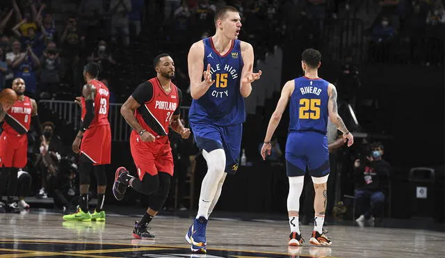 Nuggets ganó a Blazers en el quinto juego y si ganan el próximo partido avanzarán en el NBA Playoffs. Foto: AFP