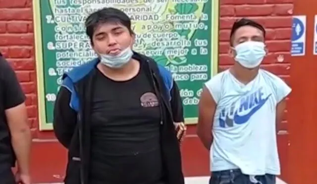 Los asaltantes, José Espinoza (izq.) y David Huanca (der.), aceptaron su accionar. Foto: captura de América TV