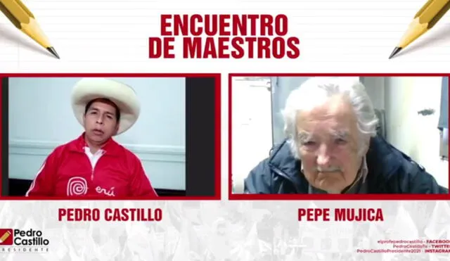 Castillo y Mujica se reunieron virtualmente. Foto: captura de Facebook