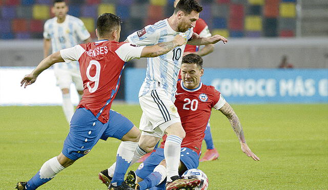 Igualdad. Selecciones empataron a uno por las Eliminatorias a Qatar 2022. Messi y Sánchez hicieron los goles. Foto: difusión