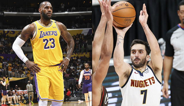 Los Lakers de LeBron James fueron eliminados de la NBA y los Nuggets de Facundo Campazzo siguen en carrera. Foto: AFP/composición
