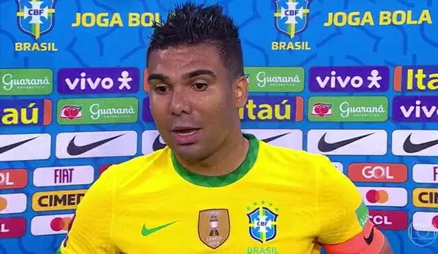 Casemiro fue el capitán de Brasil frente a Ecuador. Foto: captura de TV Globo