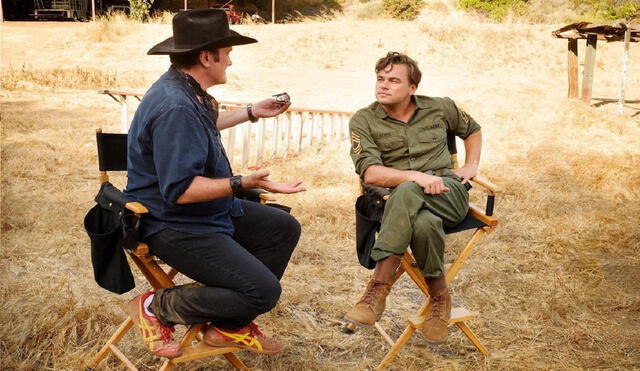Quentin Tarantino junto a Leonardo DiCaprio en el set de filmación de Once upon a time in Hollywood. Foto: Instagram/@onceinhollywood