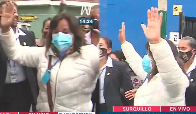 Dina Boluarte recibió fuertes insultos luego de ejercer su derecho de sufragio. Foto: captura de América TV