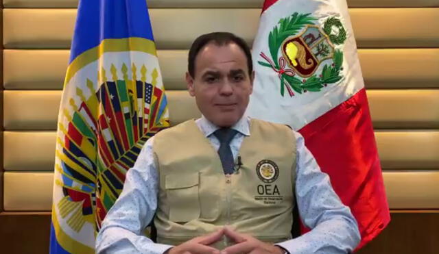 El miembro de la OEA comentó que la misión que preside se quedará en el país hasta que culminen las Elecciones Generales 2021. Foto: captura de Twitter