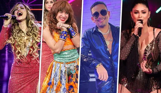 Milett Figueroa, La Uchulú, Josimar y Pamela Franco en el set de El artista del año. Foto: composición/ Instagram