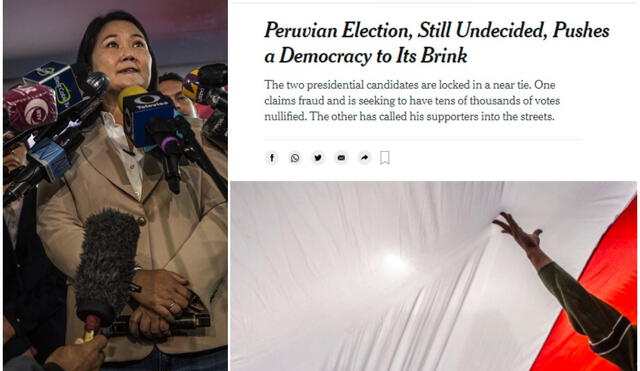 Casi una semana después de que se emitieran los votos, “Perú nuevamente está preso de la incertidumbre”, señala el Times. Foto: AFP