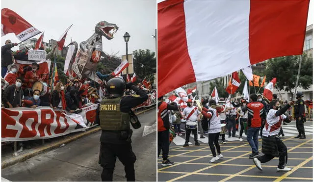 Partidarios de uno y otro bando se encontraron en Cercado de Lima. Foto: Aldair Mejí/La República