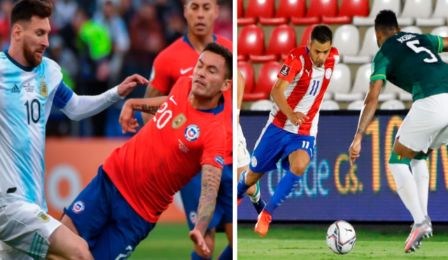 Argentina, Chile, Paraguay y Bolivia se enfrentan hoy por la fecha de grupos de la Copa América. Foto: composición AFP/EFE