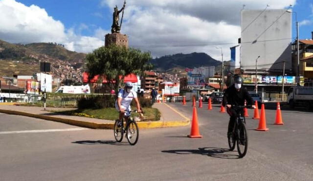 Ciclovía dominical recreativa se realizó en la avenida 28 de Julio, Óvalo y Alameda Pachacuteq en Cusco. Foto: difusión