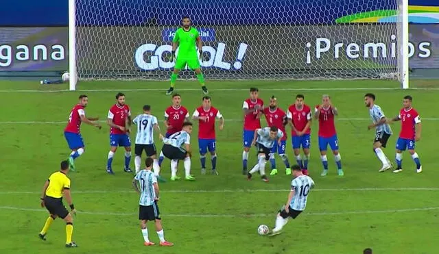 Messi marcó su segundo gol consecutivo frente a Chile. Foto: captura de pantalla/TNT Sports