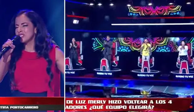 Luz Merly abrió la nueva temporada de La Voz Perú. Foto: Captura Latina