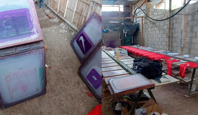 En la incursión se hallaron máquinas de coser y estampados. Foto: PNP