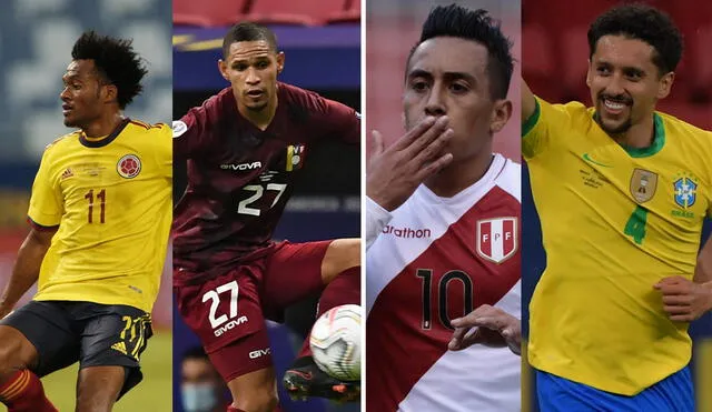 Las selecciones protagonistas de la fecha son Colombia vs. Venezuela y Brasil vs. Perú. Foto: composición/AFP