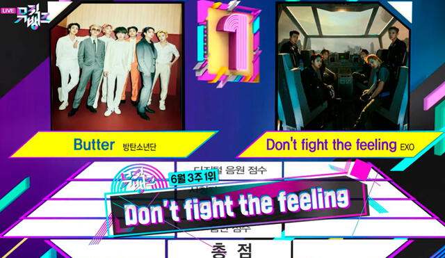 EXO logró su triunfo número 1 con "Don't fight the feeling". Foto: captura Music Bank