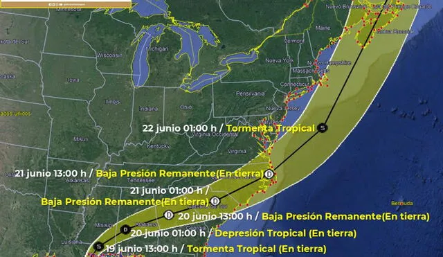 Aquí se puede apreciar la trayectoria de la tormenta tropical Claudette. Foto: Secretaría de Medio Ambiente de México