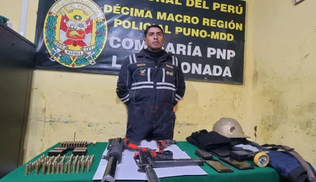 Lutwil Aguilar Ordoño fue detenido con cantidad de armas y municiones. Foto: PNP