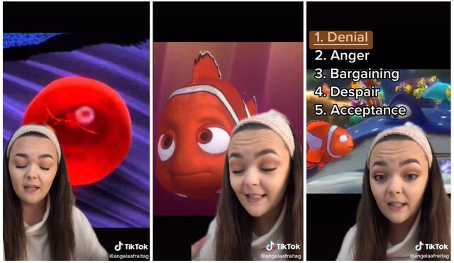 Según ella, Nemo no existe y la película se centra “en las cinco fases que atraviesa Marlin como parte de su luto”. Foto: captura de TikTok
