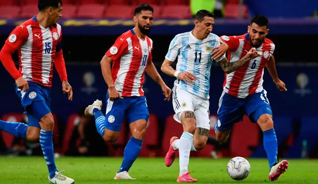 Ángel Di María jugó hasta los 80 minutos del partido contra Paraguay por Copa América 2021. Foto: AFP