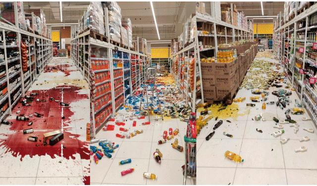Productos de supermercados quedaron inservibles. Foto: captura/ Nacional