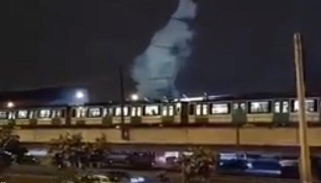 En redes sociales, varios usuarios compartieron videos de trenes paralizados en la Línea 1 del Metro de Lima. Foto: captura de Twitter