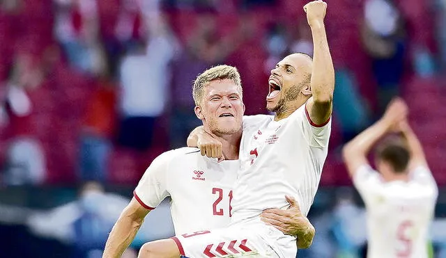 Celebra. Braithwaite anotó su primer gol en la Euro 2020. Foto: EFE