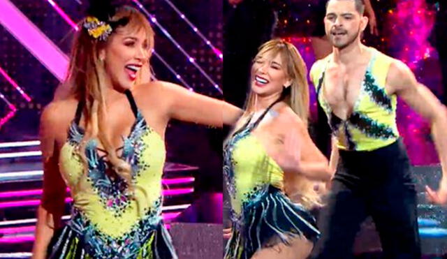 Paula Manzanal se presentó al lado del bailarín Oreykel Hidalgo en la pista de Reinas del show. Foto: captura de América TV