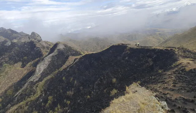 Incendio causó la destrucción de extensas áreas de vegetación. Foto: Municipalidad de Poroy