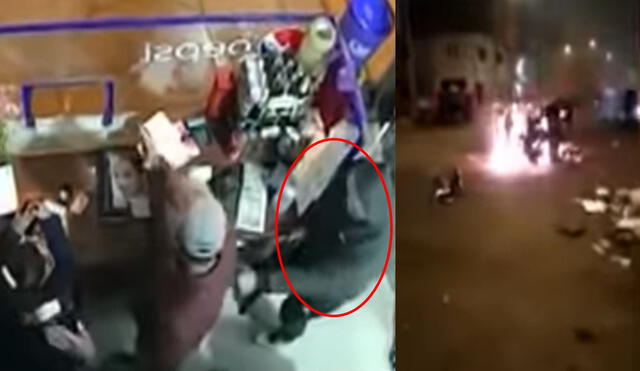 El ladrón amenazó a la dueña del minimarket y su empleado. Foto: captura de Panamericana Televisión
