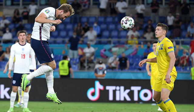 Harry Kane marcó de cabeza su segundo gol del partido entre Inglaterra y Ucrania por la Eurocopa 2021. Foto: Twitter England