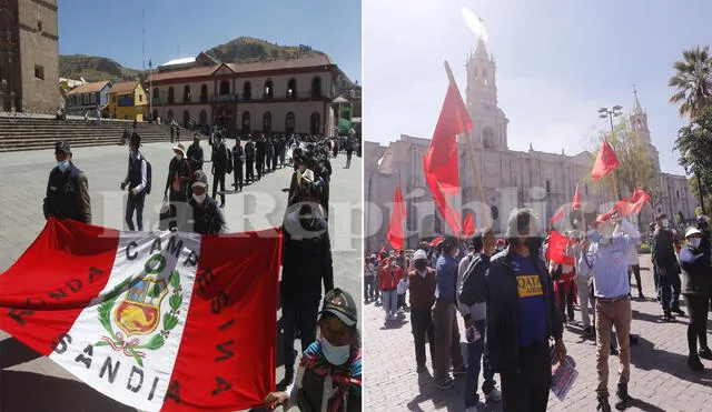 Marchas se registraron en ambas ciudades del sur. Foto: Juan Carlos Cisneros/Oswald Charca.