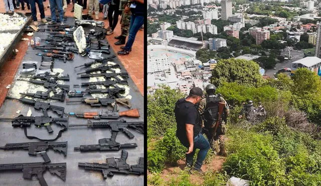 En la Operación Gran Cacique Indio Guaicaipuro, en la ciudad de Caracas, se incautó material de guerra que era empleado para disparar y amedrentar desde las montañas. Foto: Twitter