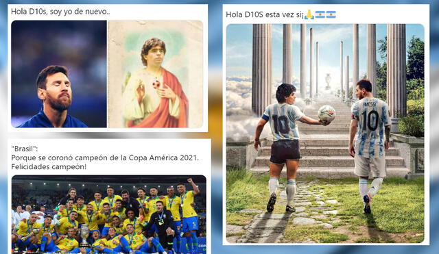 El llamado a Maradona y las felicitaciones a Brasil son tendencia en las redes sociales. Foto: composición/Twitter