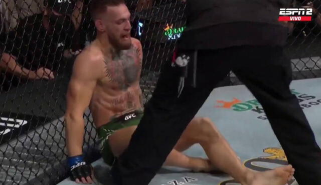 Conor McGregor no pudo seguir con la pelea y terminó peleando. Foto: ESPN 2