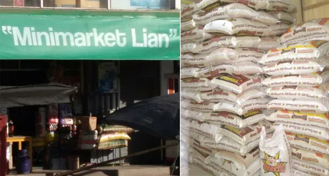 En tienda ubicada en la avenida Nicolás de Piérola encontraron 175 sacos de arroz robados. Foto: difusión PNP