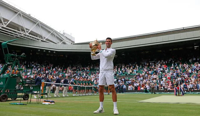 Novak Djokovic brindó declaraciones tras obtener su Grand Slam número 20 en Wimbledon. Foto: AFP