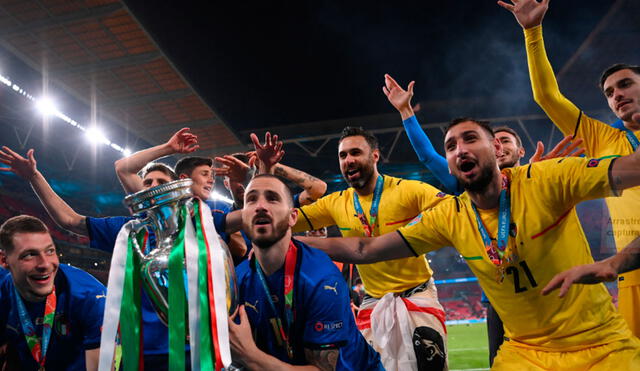 El efusivo festejo de Italia tras coronarse en la Euro 2021. Foto: AFP