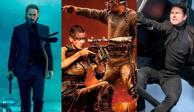 John Wick, Mad Max: fury road y Misión imposible: repercusión son algunas de las películas de acción recientes más recomendadas. Foto: composición/Lionsgate/Warner Bros/Paramount Pictures
