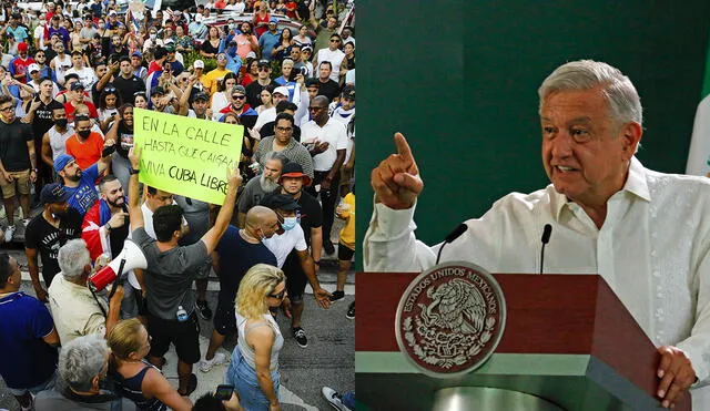 López Obrador rechazó la violencia así como el "intervencionismo" de países extranjeros y de medios de comunicación en protestas de Cuba. Foto: composición AFP / EFE