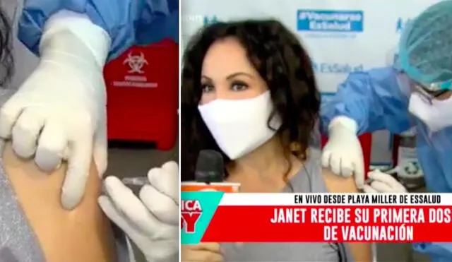 Janet Barboza también agradeció al Gobierno peruano y a todo el personal de salud que se encuentra trabajando en los diversos centros de vacunación. Foto: captura América TV