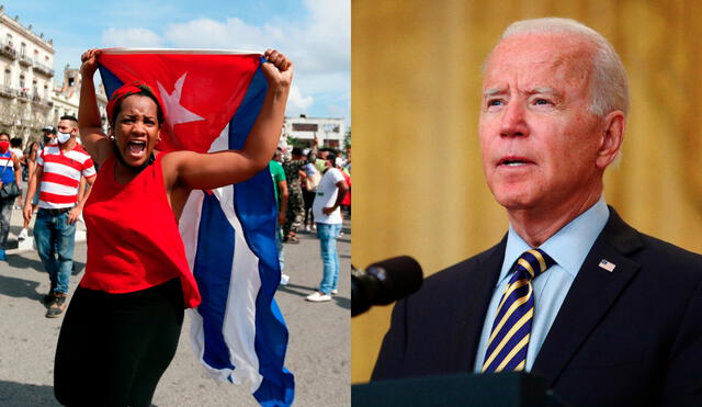 “Expresamos nuestro apoyo al pueblo cubano y su clamor por libertad", manifestó Biden. Foto: composición/EFE